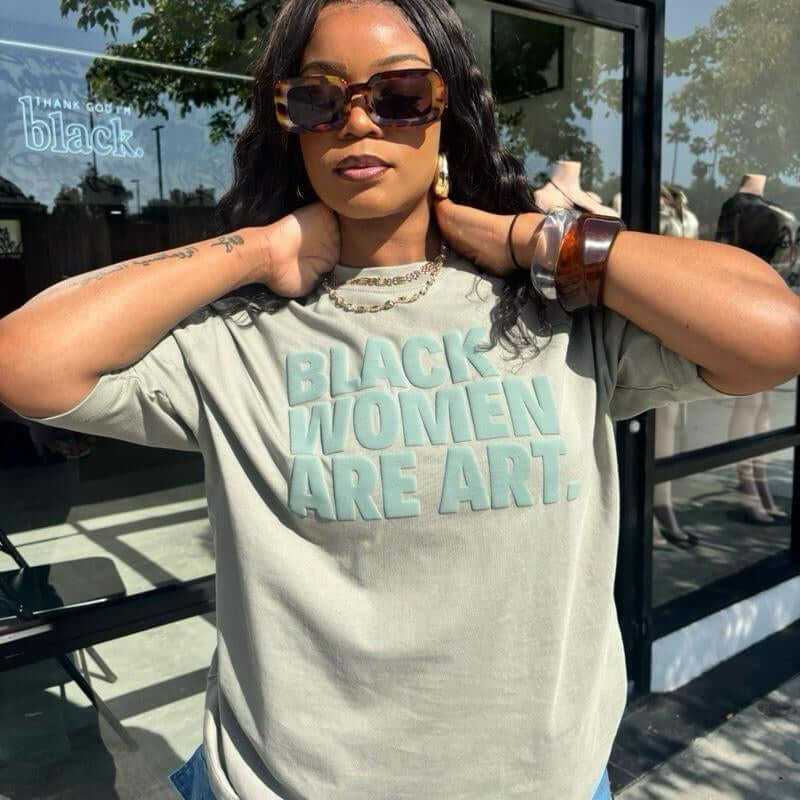 Sage Black Women Are Art Unisex Oversized T-Shirt