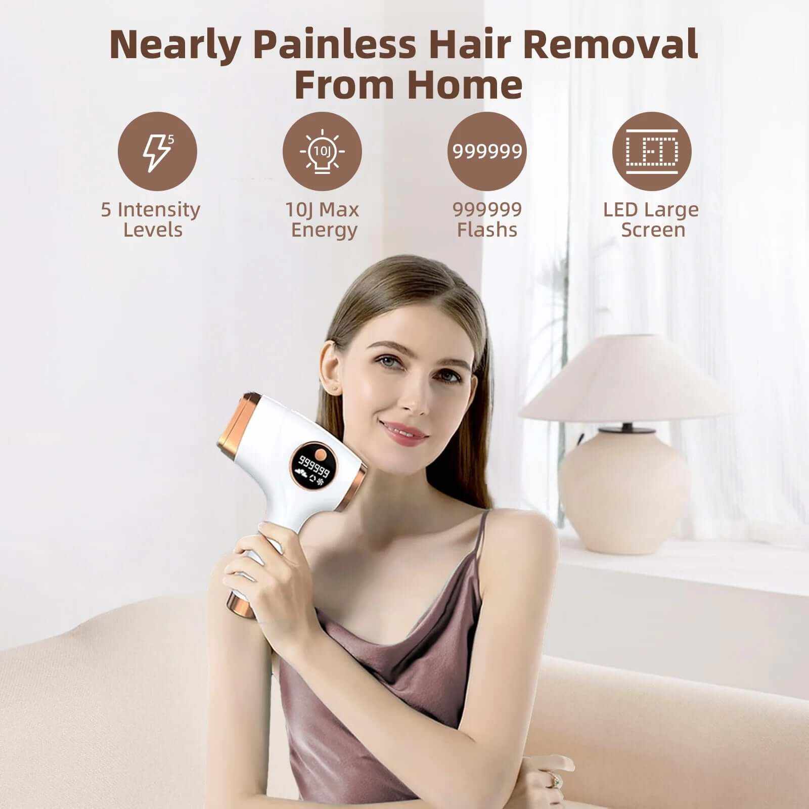 Laser Hair Removal for Women & Men, 999,999 Flashes Hair Remover Device for Armpits Legs Arms Bikini Line, White