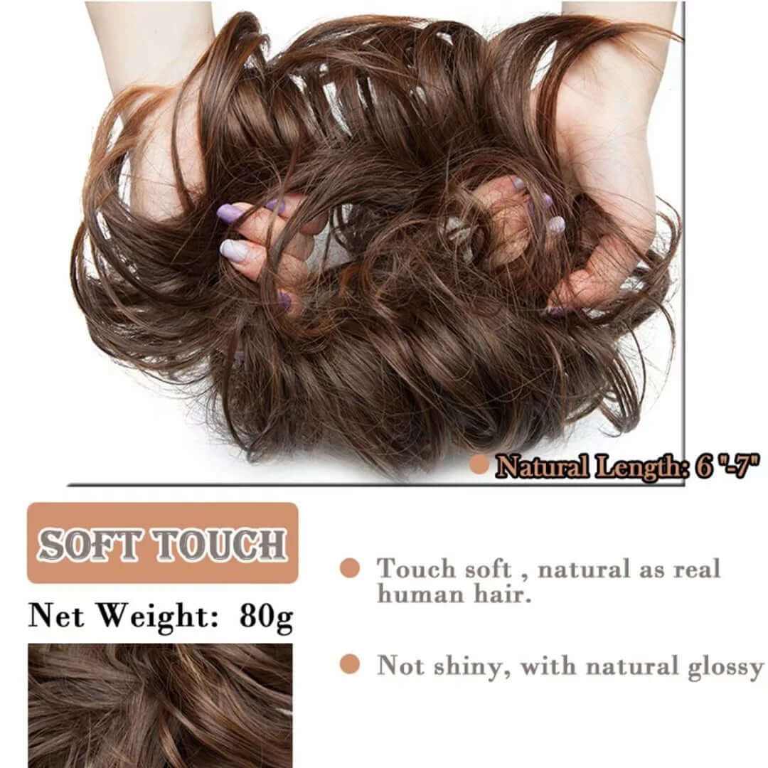 Tousled Updo Messy Bun Hair Piece Hair Extension Ponytail with Elastic Rubber Band Updo Extensions Hairpiece Synthetic Ponytail Extensions Scrunchies for Women.