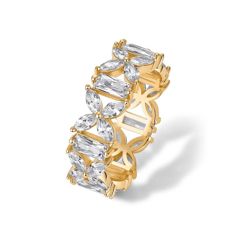 PAVOI 14K Gold Plated Bridal Eternity Ring