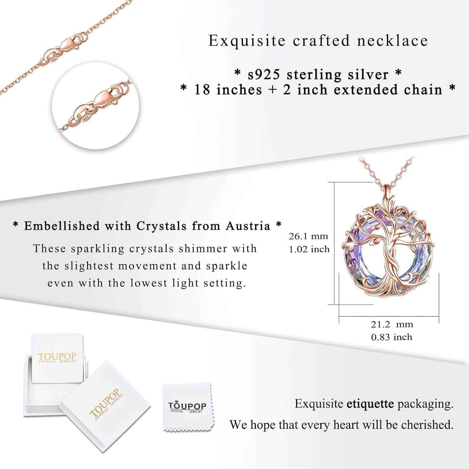 Tree of Life Necklace for Women 925 Sterling Silver Family Tree Austrian Crystal Jewelry Birthday Christmas Gifts for Mom Wife Her