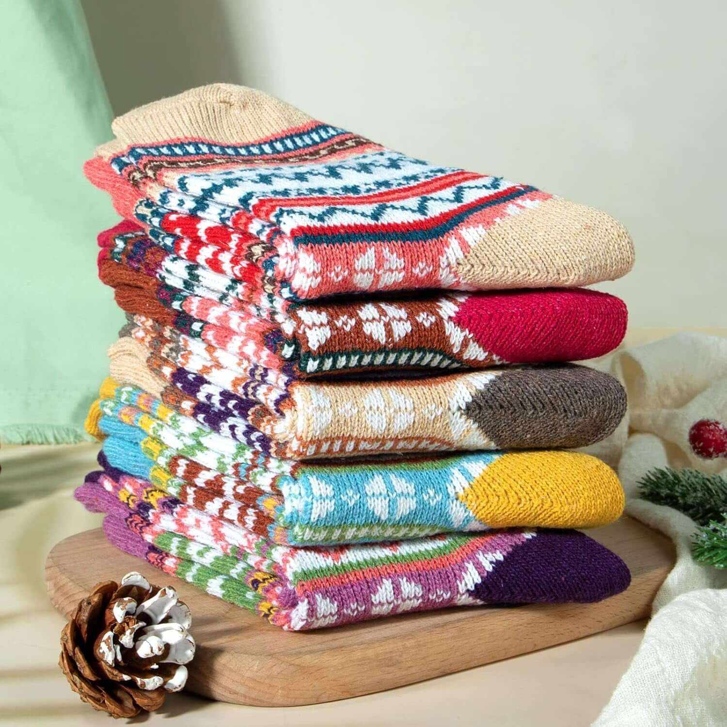 Wool Socks for Women Warm Winter Socks Knit Crew Calf Hiking Boot Sock Stocking Stuffers Gifts