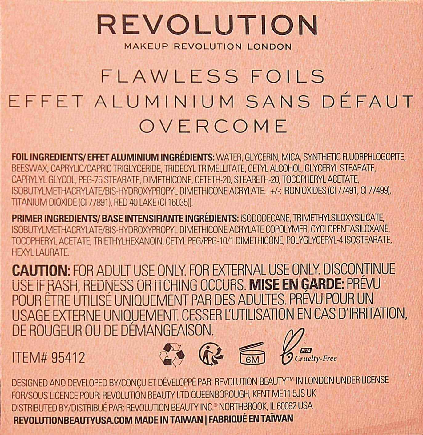 Flawless Foils Eyeshadow Palette, Overcome, Glitter & Metallic Shades, Longlasting Wear, Cruelty-Free, 0.06 Oz