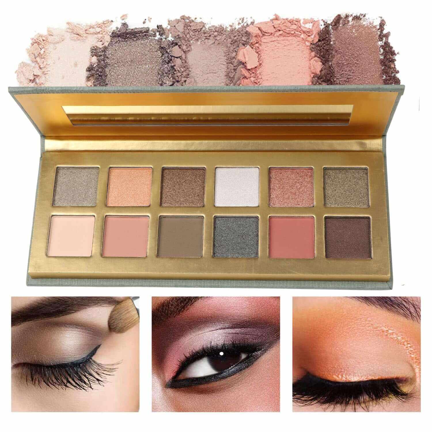 12 Colors Naked Eyeshadow Makeup Palette Matte & Pearlescent Make up Pallet with Mirror Highly Pigmented Long Lasting Waterproof Travel Size Gift Kit
