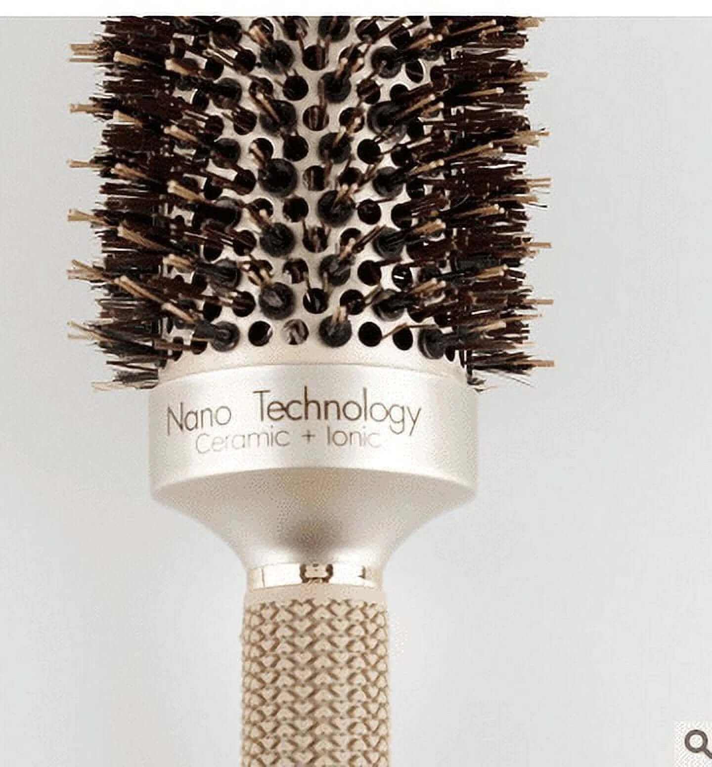 2 Inch round Hair Brush for Blow Drying, Boar Bristles Nano Thermal Ceramic & Ionic Tech & Anti-Static, for Curling, Straightening, Add Volume & Shine