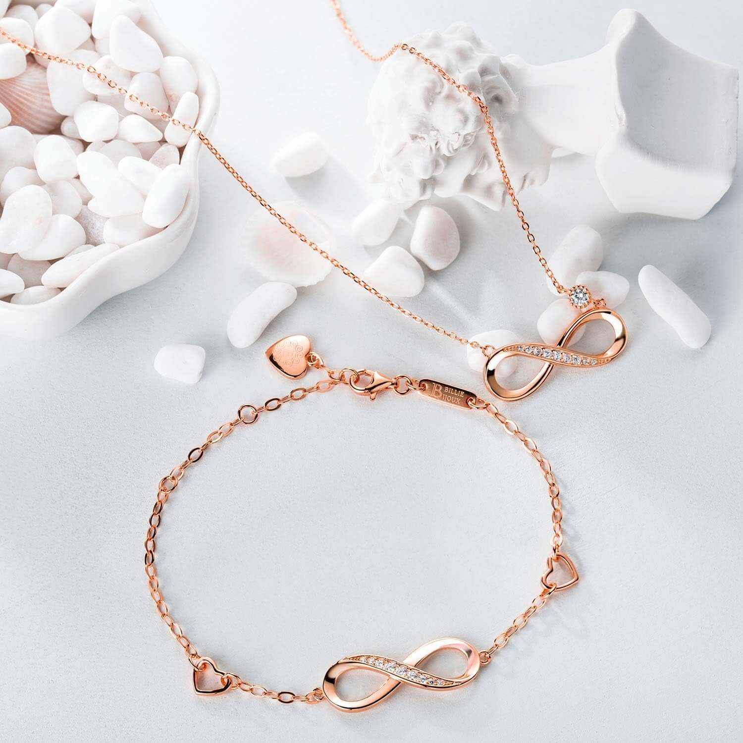 925 Sterling Silver Necklace Bracelet Jewelry Sets Infinity Love Jewelry Sets White Gold Plated Women Necklace Gifts for Women