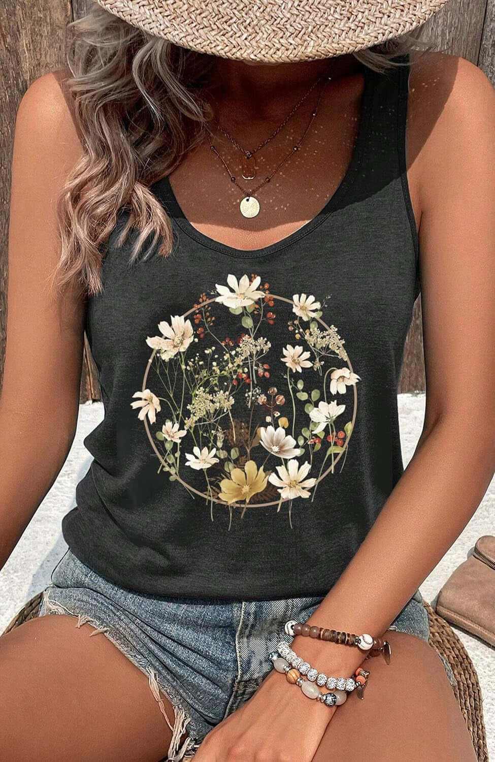 Country Concert Tank Tops Women Vintage Sunshine Racerback Tank Tops Summer Casual Classic-Fit Sleeveless T Shirt Cami