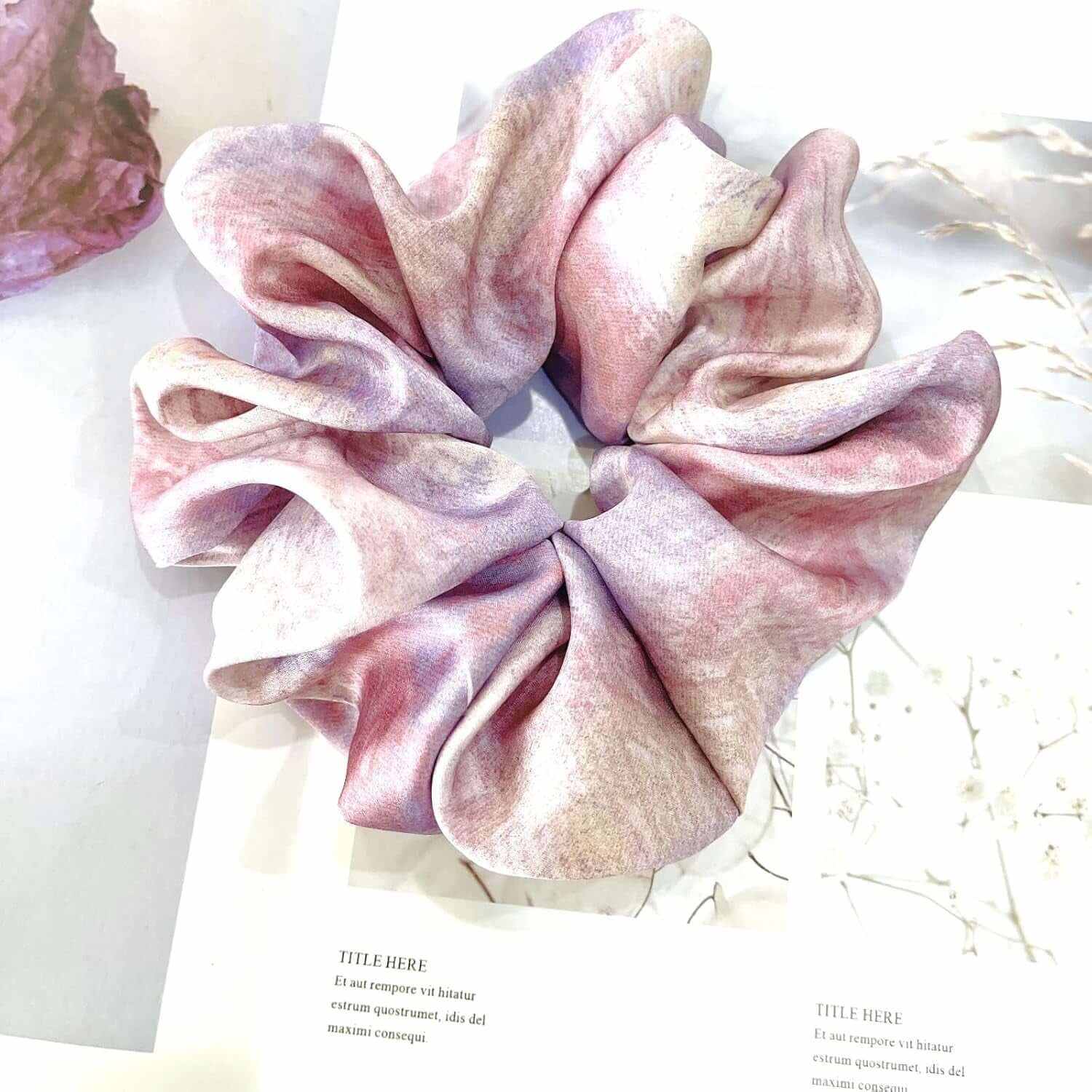 Large Satin Scrunchies XL Silk Oversized Scrunchie for Thick Long Hair Scrunchy Bobbles Hair Ties Jumbo for Women Girls (PAINTING)