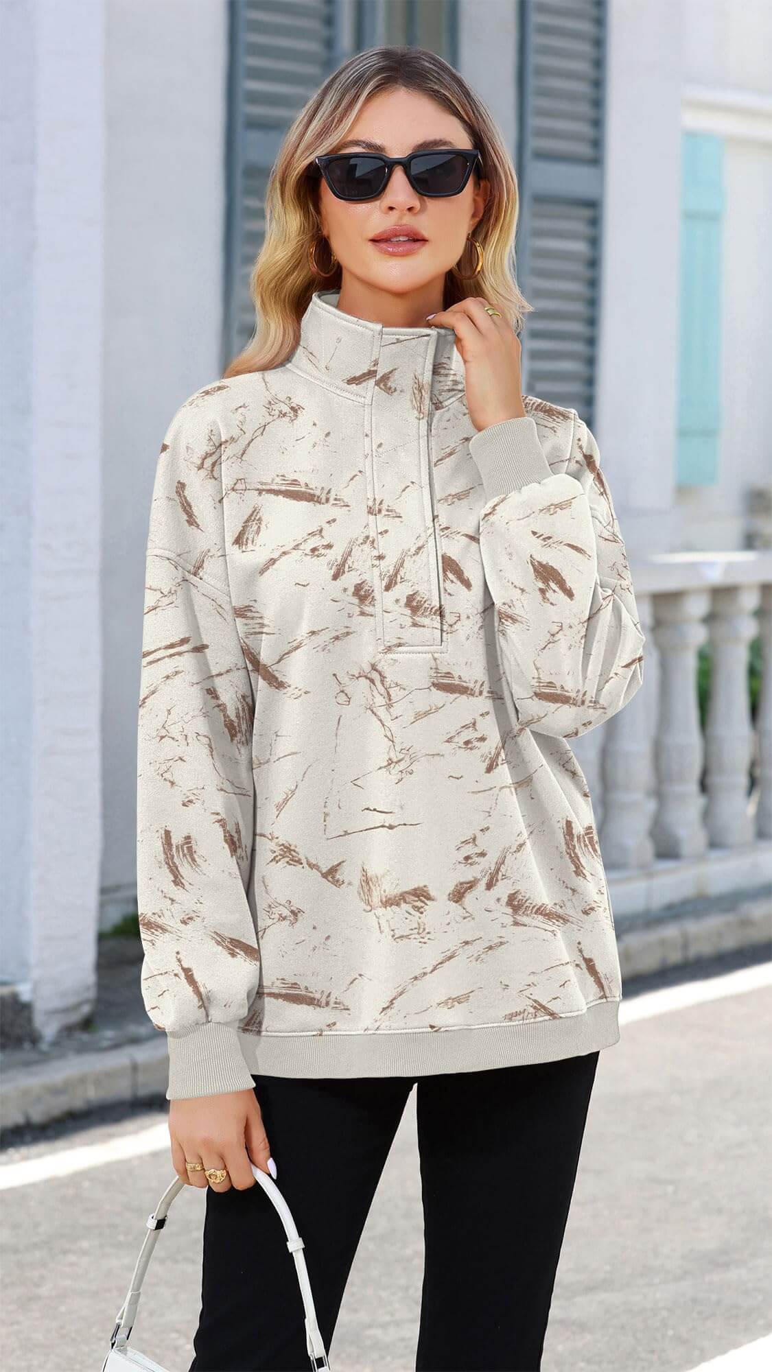 Oversized Sweatshirt Women’s fleece-lined Oversized Sweatshirt with mock neck design”