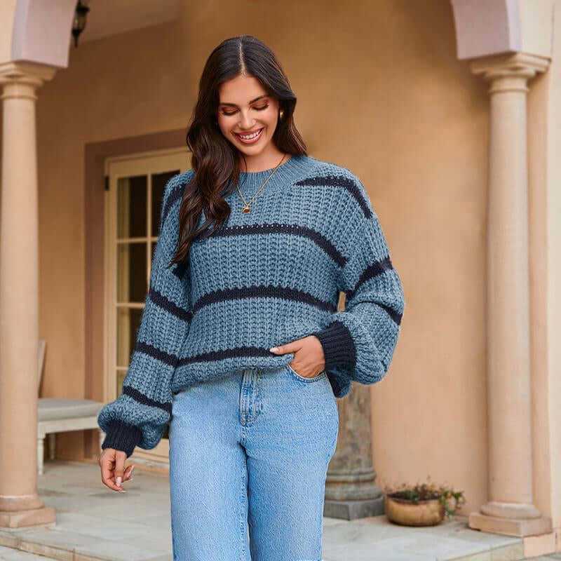 GRACE KARIN Women Striped Sweater Dropped Shoulder Crew Neck Hollowed-Out Pullover White Zea Goo Oversized Striped Cropped Sweater Crochet Tanktop Circle Zipper Sweater Aerie Shoulder Sweater Aerie Chenille Long Knitcardigan Kitty Sweater Se Zane