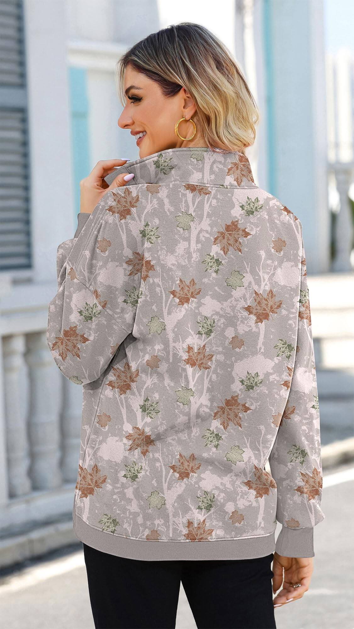 Oversized Sweatshirt Women’s fleece-lined Oversized Sweatshirt with mock neck design”