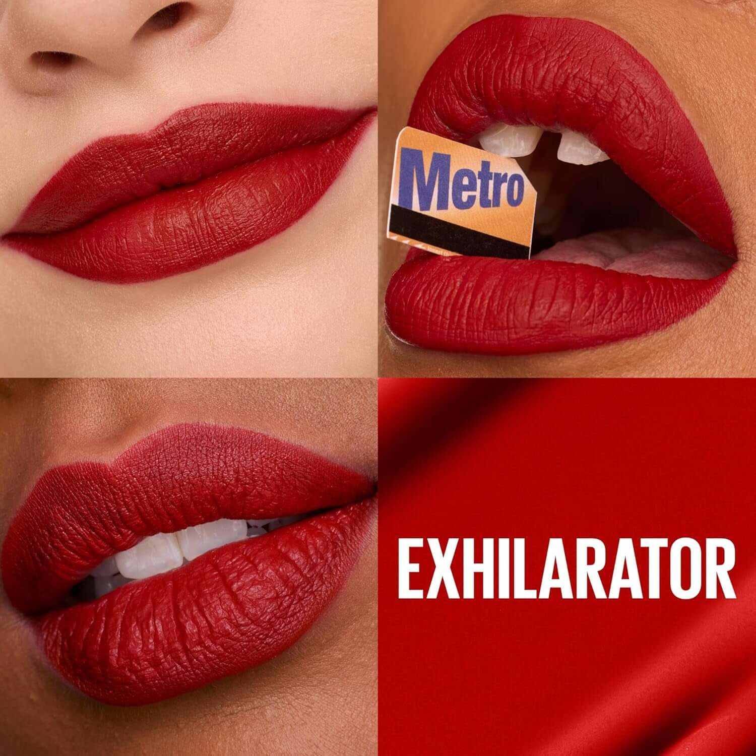 Super Stay Matte Ink Liquid Lipstick Makeup, Long Lasting High Impact Color, up to 16H Wear, Exhilarator, Ruby Red, 1 Count, Packaging May Vary