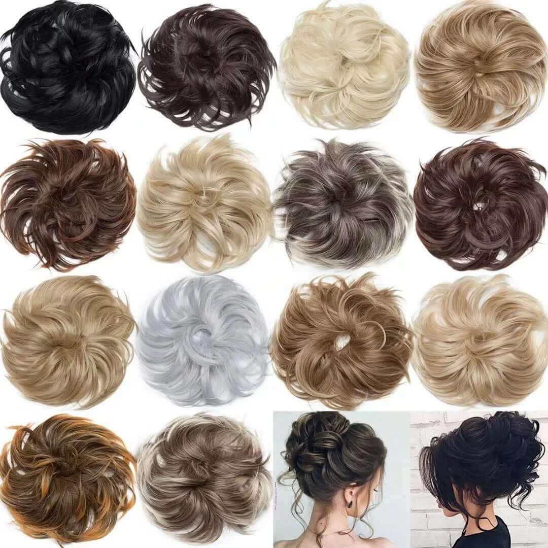 Tousled Updo Messy Bun Hair Piece Hair Extension Ponytail with Elastic Rubber Band Updo Extensions Hairpiece Synthetic Ponytail Extensions Scrunchies for Women.