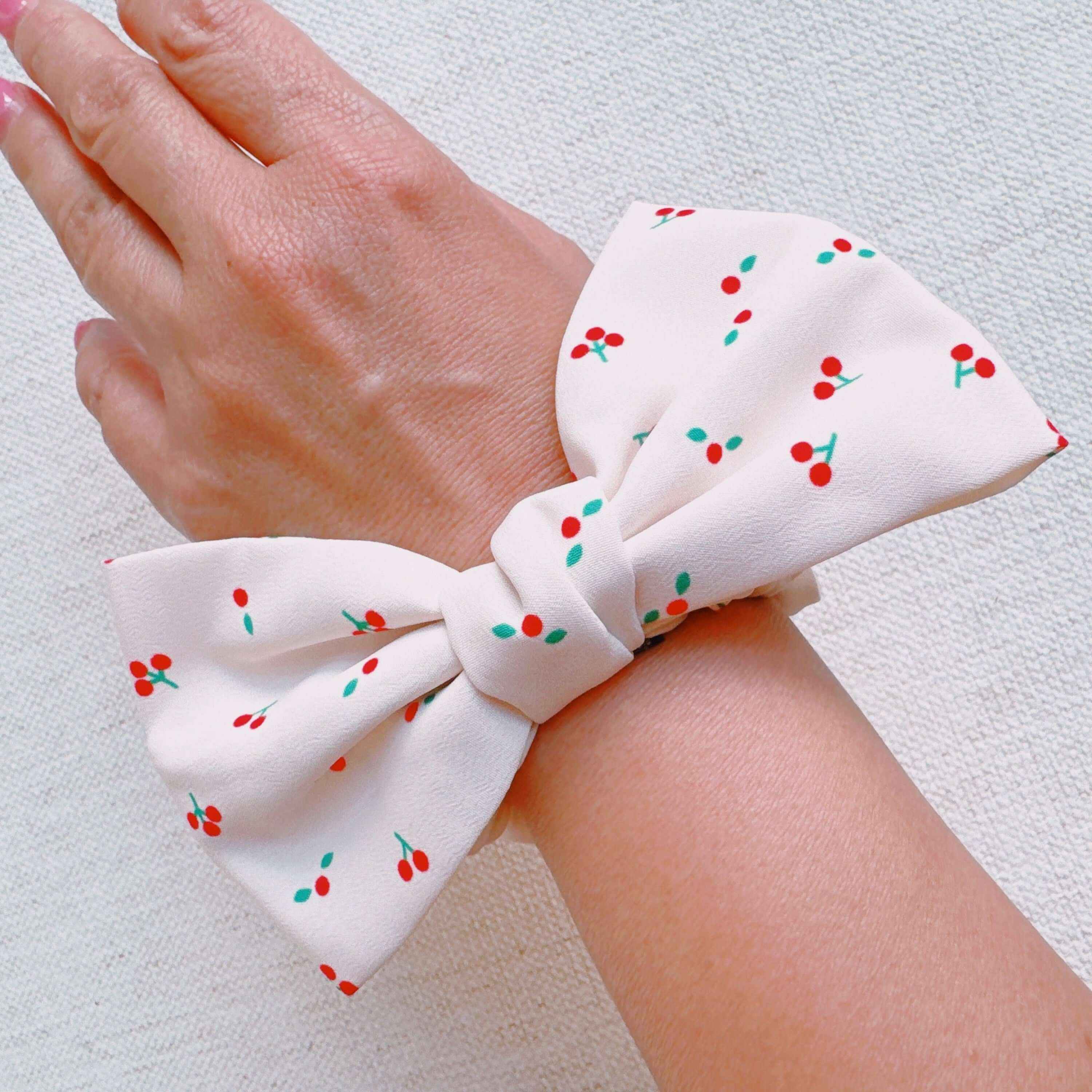 Cherry Lovely Bow Tie Hair Scrunch