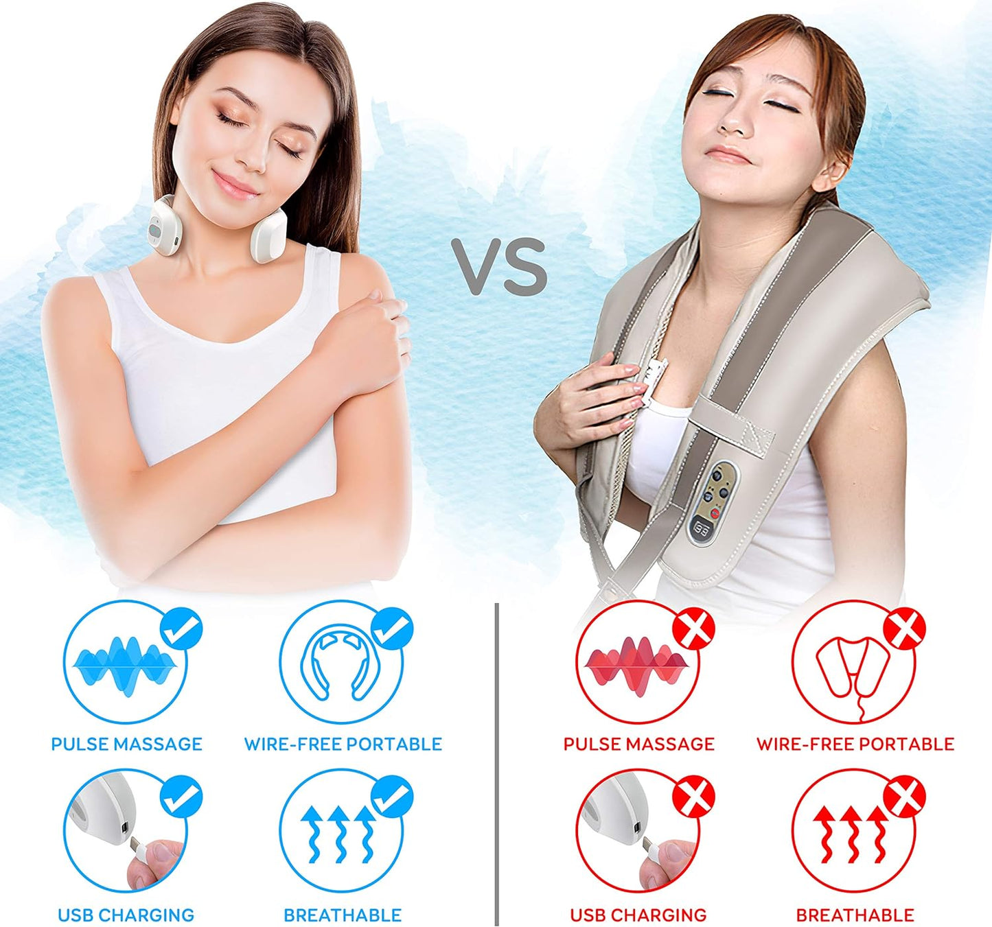 Smart Neck Massager with Heat - Cordless Rechargeable Trigger Point Deep Tissue Portable Neck Massager W/ Heat Vibration, for Men & Women - SLNKMSG120, White