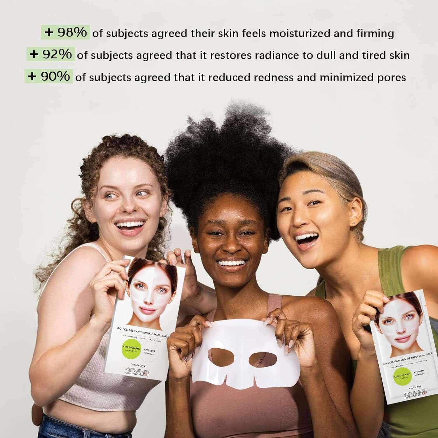 Collagen Face Mask, Bio-Collagen Mask Overnight for Skin Care, Anti-Wrinkle Facial Sheet Mask with 9 Peptides for Elasticity & Moisturizing, Collagen Night Wrapping Mask, 8 Pcs