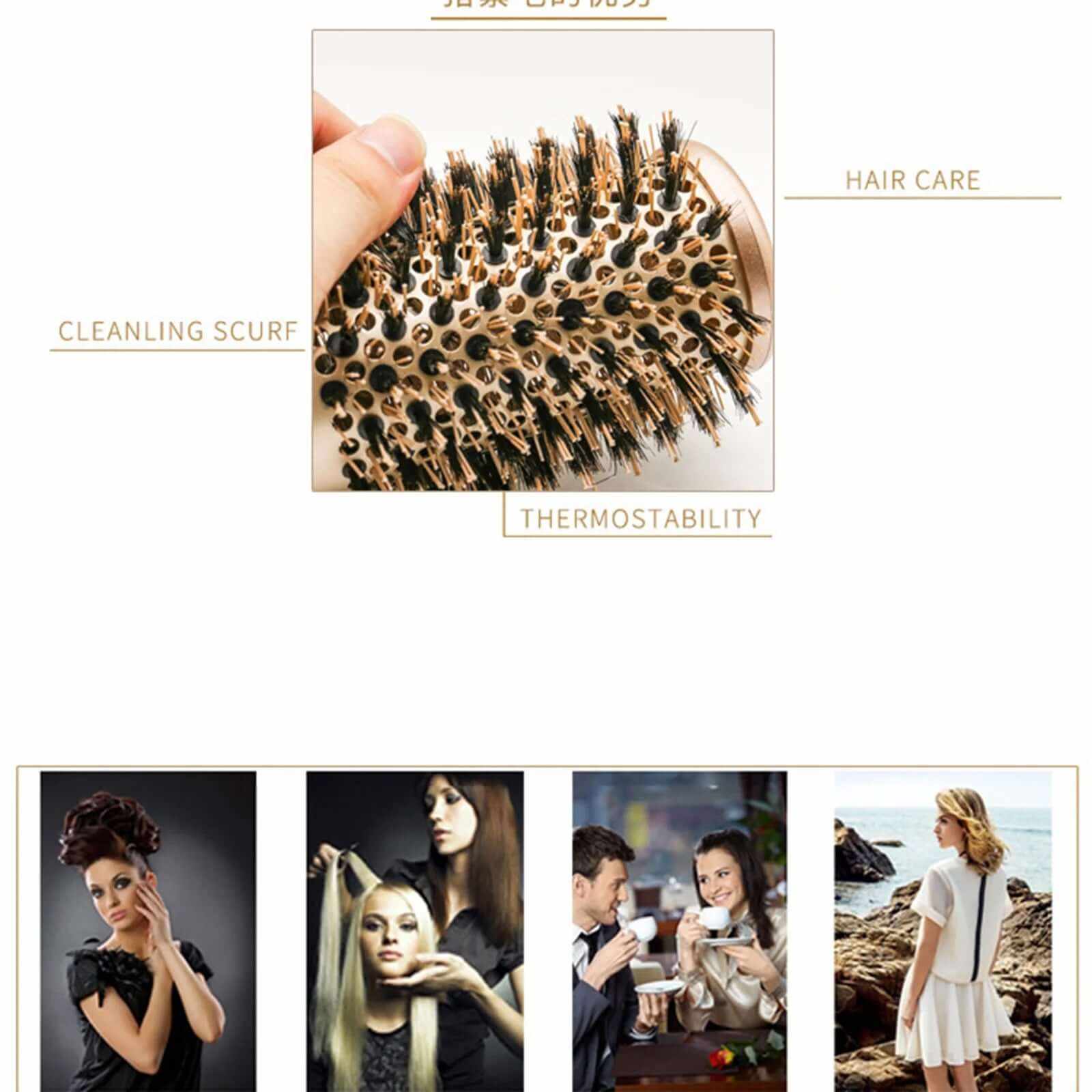 2 Inch round Hair Brush for Blow Drying, Boar Bristles Nano Thermal Ceramic & Ionic Tech & Anti-Static, for Curling, Straightening, Add Volume & Shine