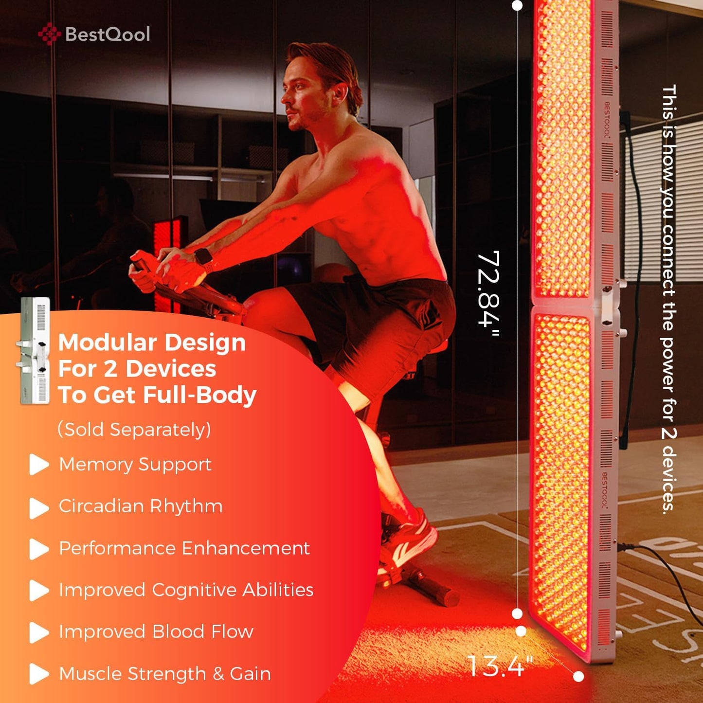Red Light Therapy Device, 4 Wavelengths Full Body Infrared Red Light Therapy, Elite Grade Dual Chip 300 Leds, High Power Panel for Pain Relief, Muscle, Skin, Energy. 500W. Modular Design.