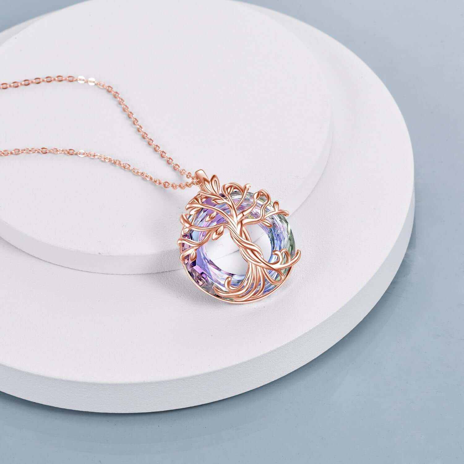 Tree of Life Necklace for Women 925 Sterling Silver Family Tree Austrian Crystal Jewelry Birthday Christmas Gifts for Mom Wife Her