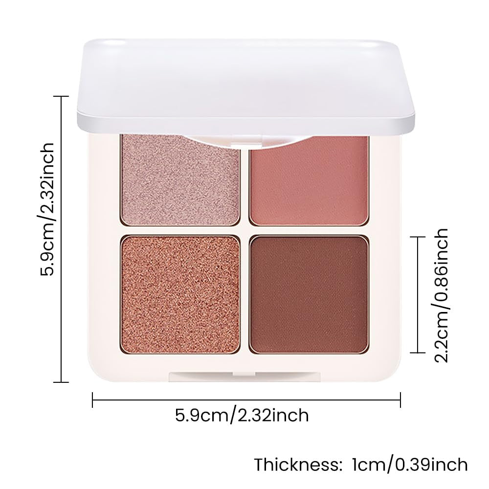 Neutral Nude Pink Eye Shadow Palette, Metallic and Shimmer Magic Eyeshadow Makeup, Velvety Pigmented Creamy Formula, Four Way Quad Eye Shadow Palette for Old Women, (01#Nude Pink)