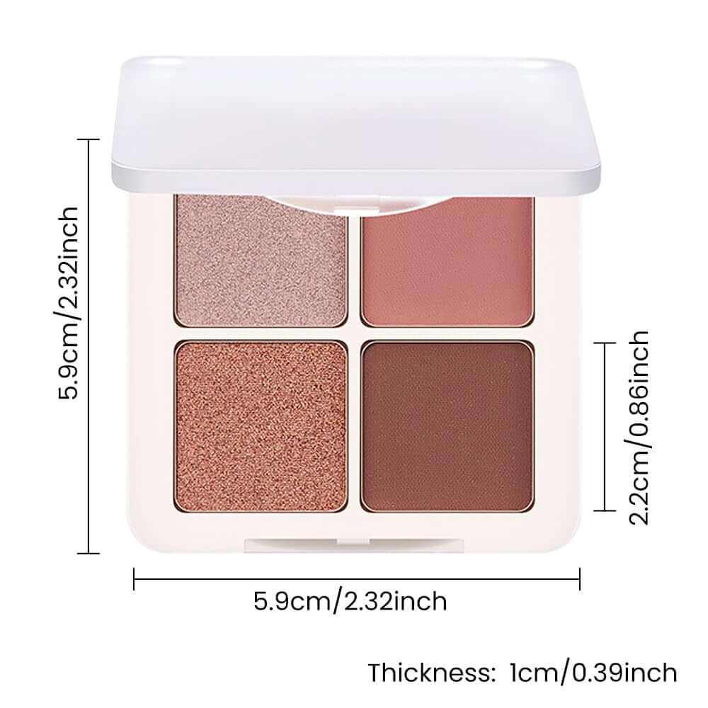 Neutral Nude Pink Eye Shadow Palette, Metallic and Shimmer Magic Eyeshadow Makeup, Velvety Pigmented Creamy Formula, Four Way Quad Eye Shadow Palette for Old Women, (01