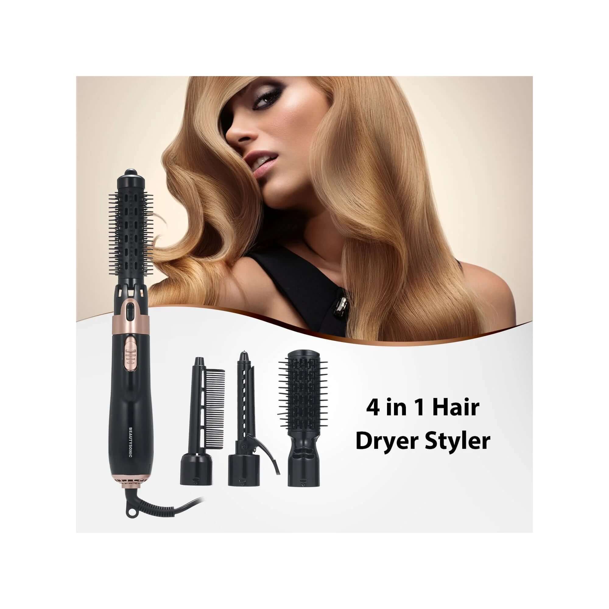 Hair Dryer Brush, 4 in 1 Hot Air Brush for Straightening/Curling/Drying,For Women Hair Dryer Styler and Volumizer Hair Curler Straightener Blow with Comb,Detachable Design for Travel Salon