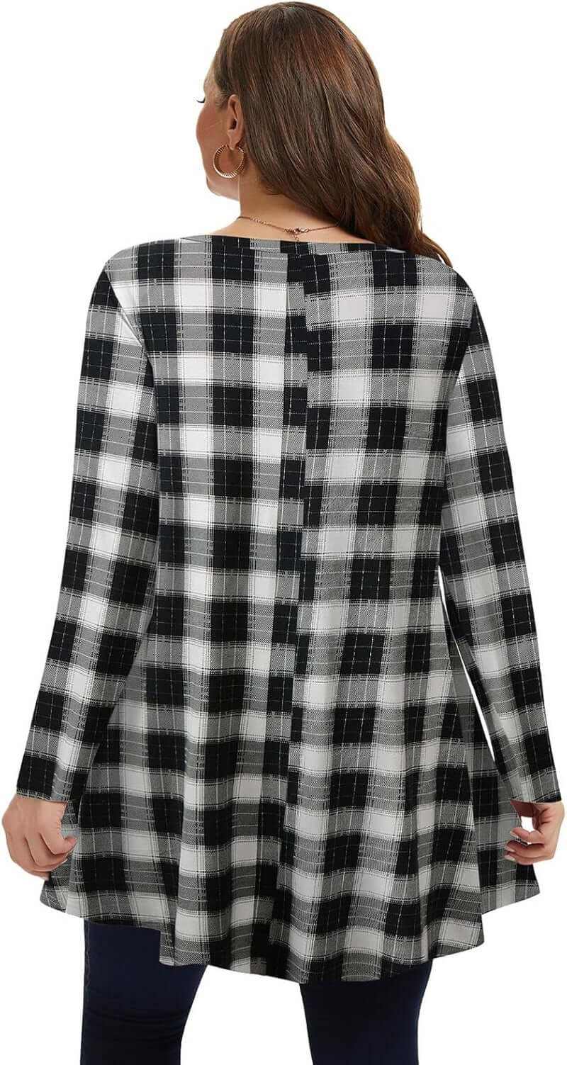 Plus Size Long Sleeve Tunic Tops for Women - Flowing Loose Fit Shirts Ideal for Leggings