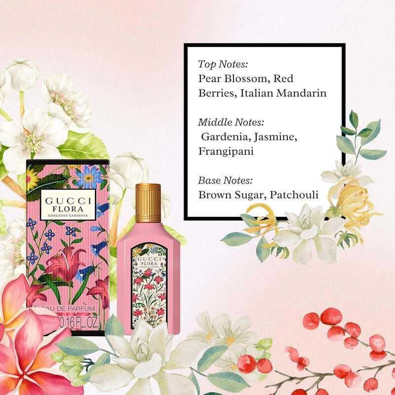 Gucci Flora Gorgeous Gardenia & Bloom Perfume Set for Women - 4 Mini Travel Size Splashes