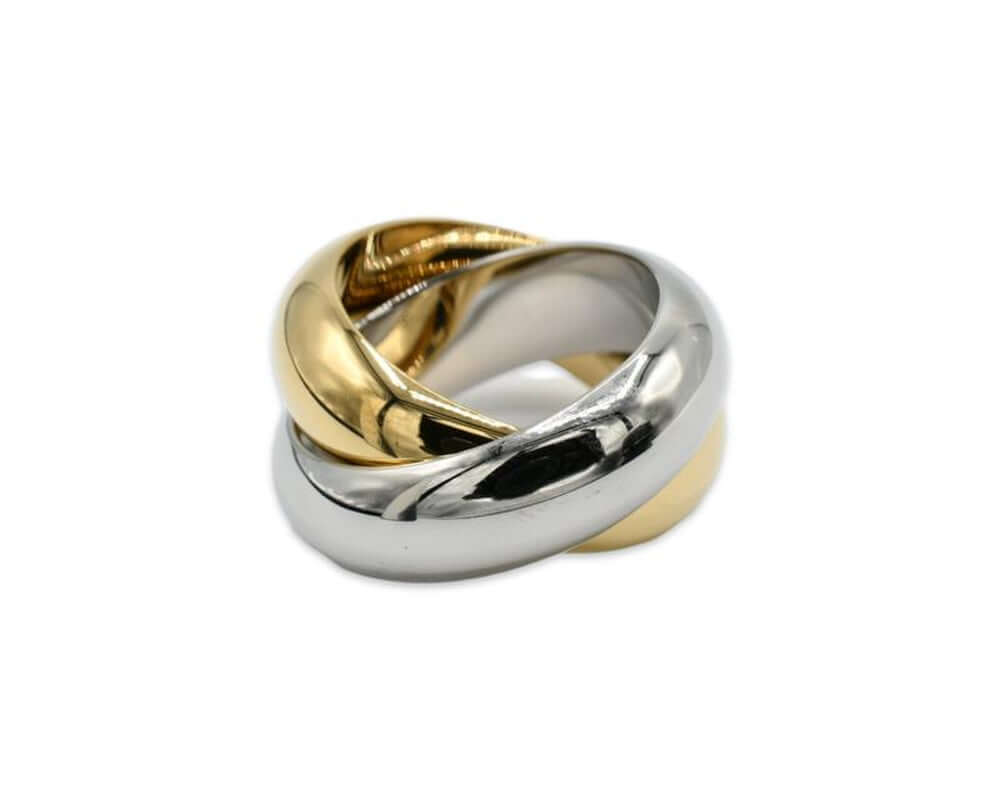 Stainless Steel Twotone Ring for Women - Fashion Accessory