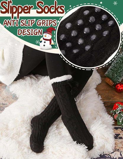 Slipper Fuzzy Socks for Women Fluffy Cozy Cabin Winter Warm Soft Fleece Comfy Thick Socks with Grips
