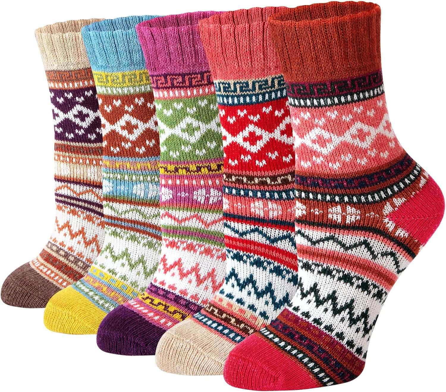 Wool Socks for Women Warm Winter Socks Knit Crew Calf Hiking Boot Sock Stocking Stuffers Gifts