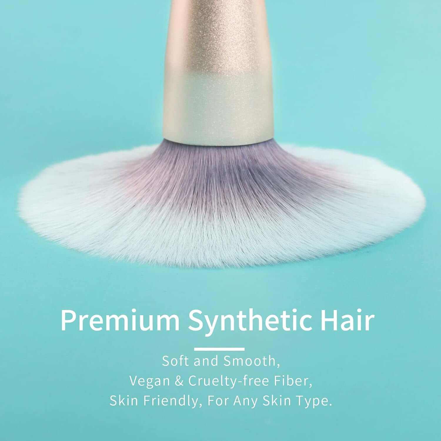 Blue Makeup Brushes Set with Case by , Vegan Makeup Brush Set Professional, Cosmetic Brushes Makeup Set, Make up Brushes Vegan, Make up Brushes Set Professional, Wooden Makeup Brush Set Vegan