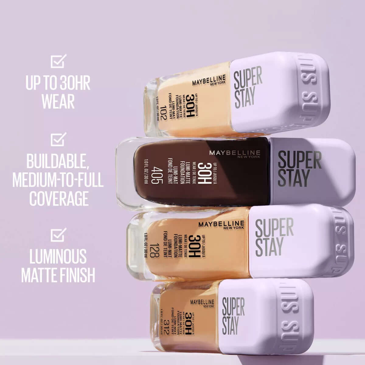 Maybelline Super Stay up to 30HR Wear Lumi-Matte Liquid Foundation - 1 Fl Oz