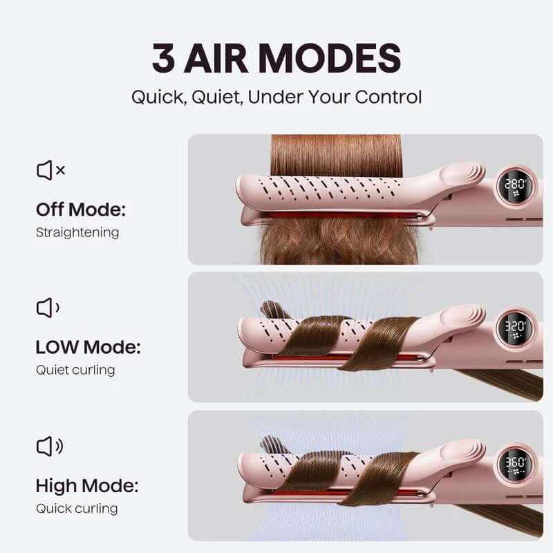 Wavytalk Whirlwind Curl, 360° Airflow Styler with 3 Air Modes &amp; LED Display, 2-In-1 Hair Straightener and Curler with Cooling Air Vents to Lock in Style