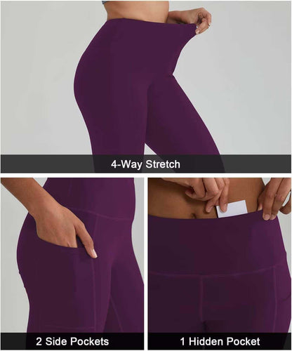 High Waisted Leggings for Women with 3 Pockets, Tummy Control Yoga Pants for Workout Yoga Casual