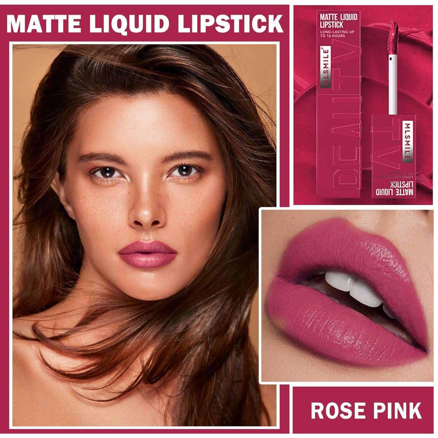 Pink Liquid Lipstick Matte Long Lasting Waterproof Highly Pigmented Color Lip Stain Tint Non-Stick Cup Lip Gloss Velvet Labiales-04
