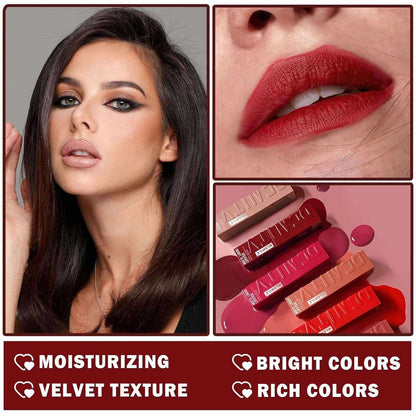 Pink Liquid Lipstick Matte Long Lasting Waterproof Highly Pigmented Color Lip Stain Tint Non-Stick Cup Lip Gloss Velvet Labiales-04