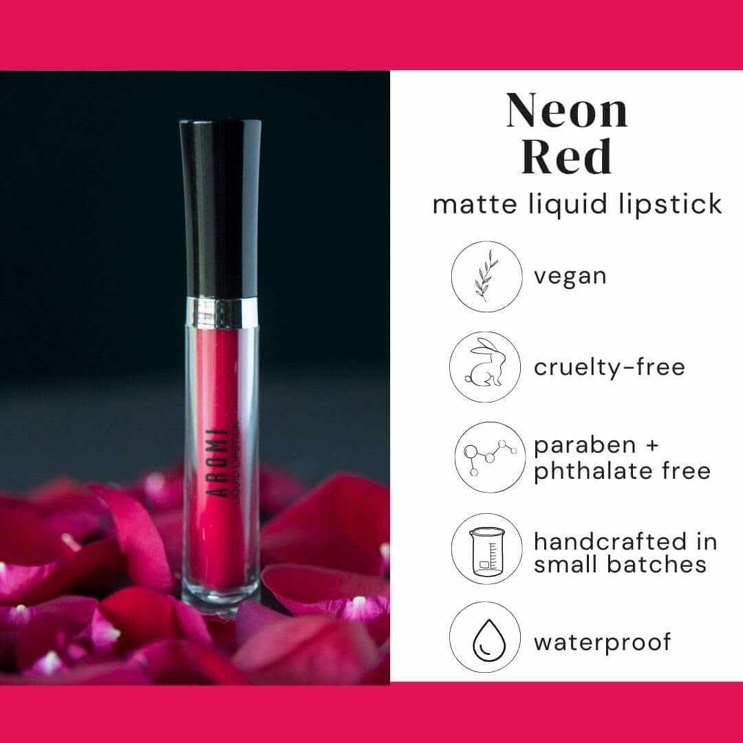 Magenta Red Matte Liquid Lipstick | Long-Lasting, Bright Lip Color for Women, Vegan, Waterproof, Gluten Free (Neon Red)