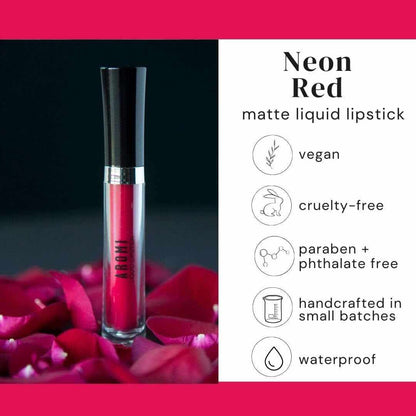 Magenta Red Matte Liquid Lipstick | Long-Lasting, Bright Lip Color for Women, Vegan, Waterproof, Gluten Free (Neon Red)