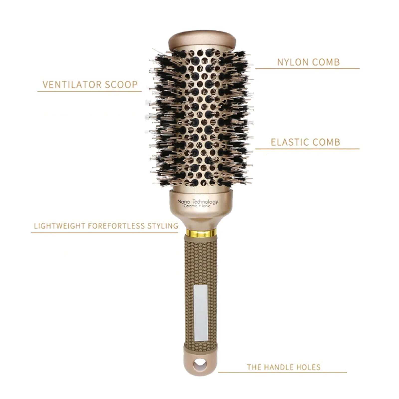 2 Inch round Hair Brush for Blow Drying, Boar Bristles Nano Thermal Ceramic &amp; Ionic Tech &amp; Anti-Static, for Curling, Straightening, Add Volume &amp; Shine