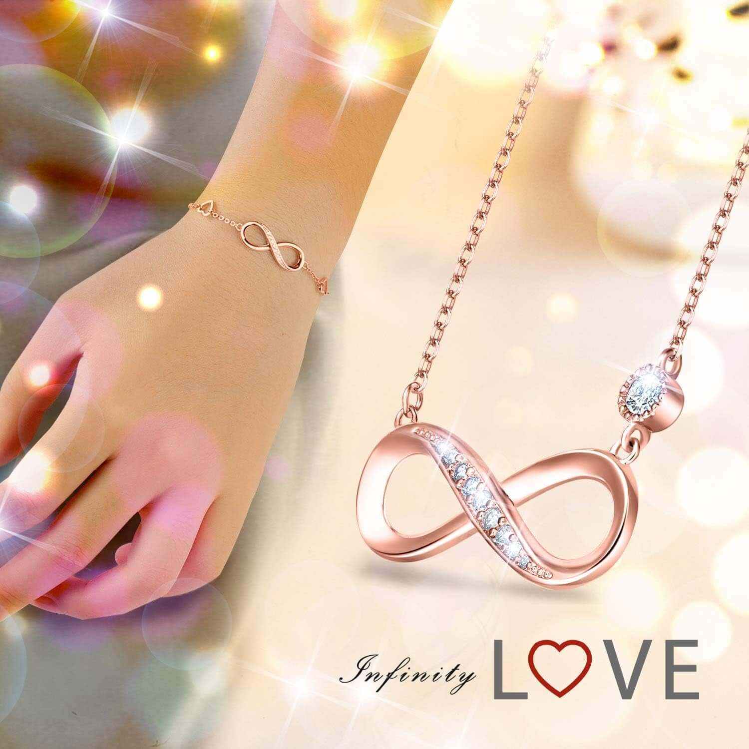 925 Sterling Silver Necklace Bracelet Jewelry Sets Infinity Love Jewelry Sets White Gold Plated Women Necklace Gifts for Women