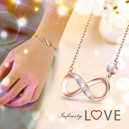 925 Sterling Silver Necklace Bracelet Jewelry Sets Infinity Love Jewelry Sets White Gold Plated Women Necklace Gifts for Women