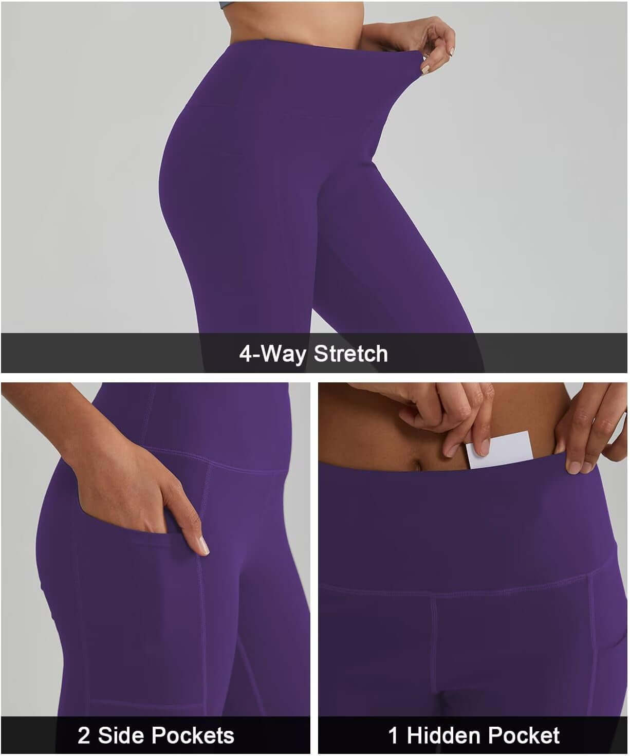High Waisted Leggings for Women with 3 Pockets, Tummy Control Yoga Pants for Workout Yoga Casual