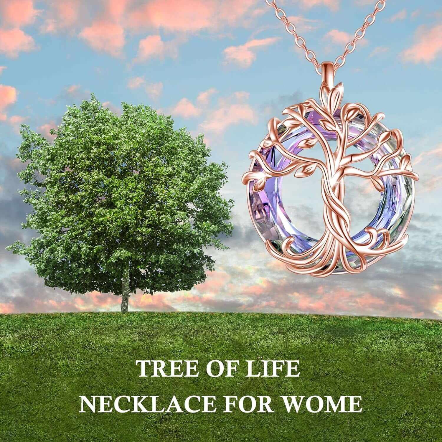 Tree of Life Necklace for Women 925 Sterling Silver Family Tree Austrian Crystal Jewelry Birthday Christmas Gifts for Mom Wife Her