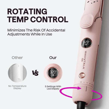 Wavytalk Whirlwind Curl, 360° Airflow Styler with 3 Air Modes &amp; LED Display, 2-In-1 Hair Straightener and Curler with Cooling Air Vents to Lock in Style