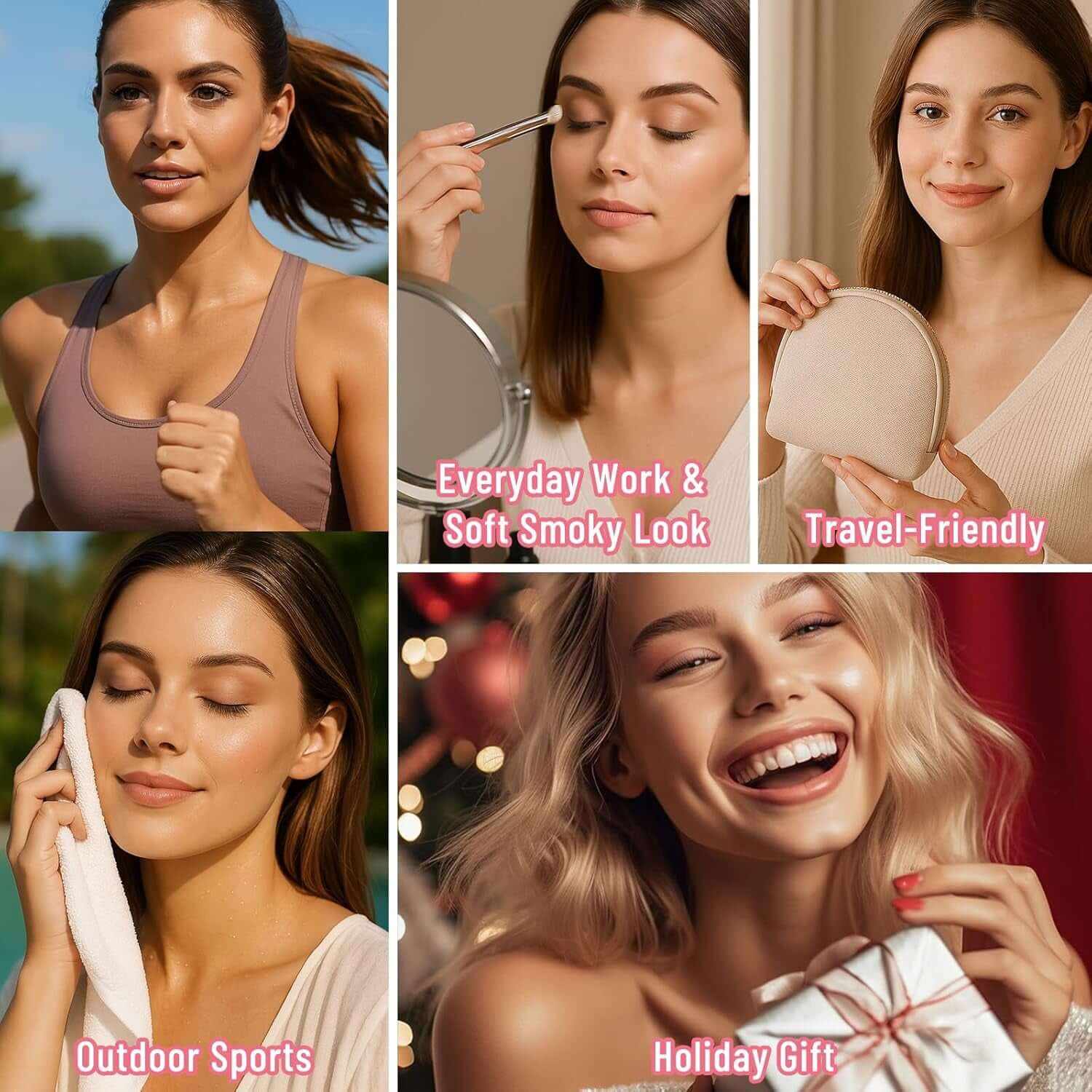 6 Colors Mini Eyeshadow Makeup Palette Blush-Colored Neutral Tone Eye Shadow Matte &amp; Shimmer Nude Make up Pallet with Mirror Blendable Highly Pigmented Travel Size Gift Kit 03