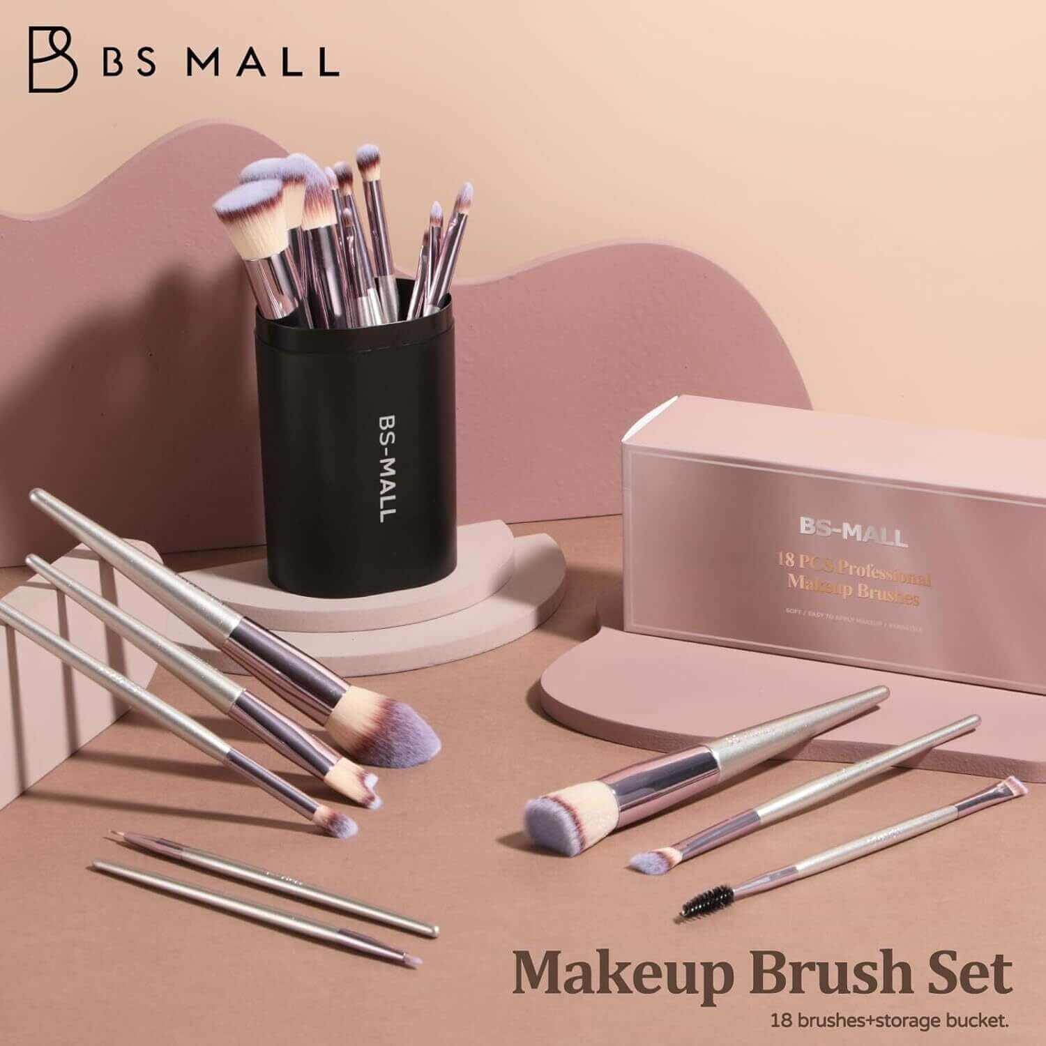 BS-MALL Makeup Brush Set 18 Pcs Premium Synthetic Foundation Powder Concealers