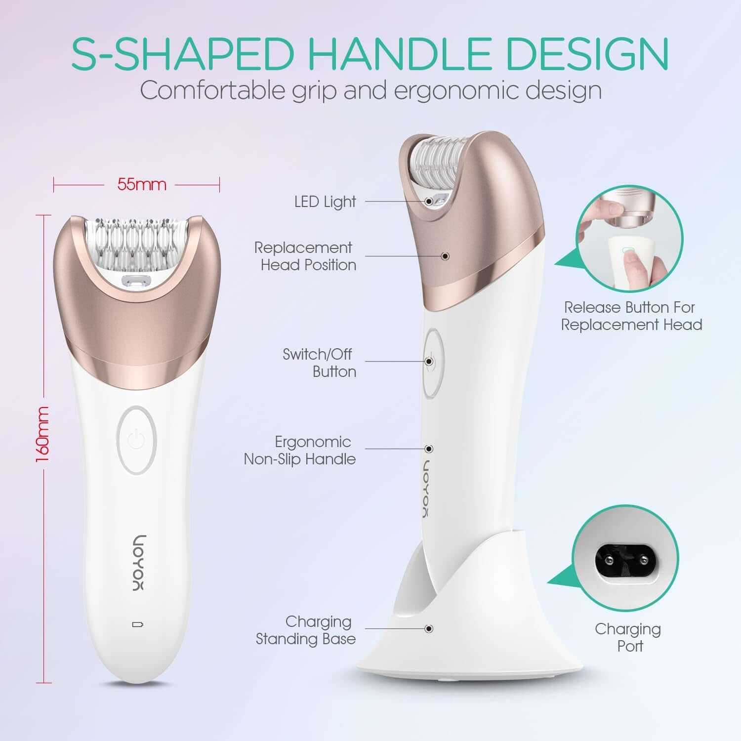 Epilator for Women, 3 in 1 Epilator Hair Removal for Women, Epilators Hair Remover for Leg Arm with 30 Tweezers, Rechargeable &amp; Cordless Electric Lady Shaver &amp; Trimmer BM300 (Champagne Gold)
