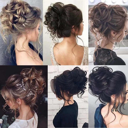 Tousled Updo Messy Bun Hair Piece Hair Extension Ponytail with Elastic Rubber Band Updo Extensions Hairpiece Synthetic Ponytail Extensions Scrunchies for Women.
