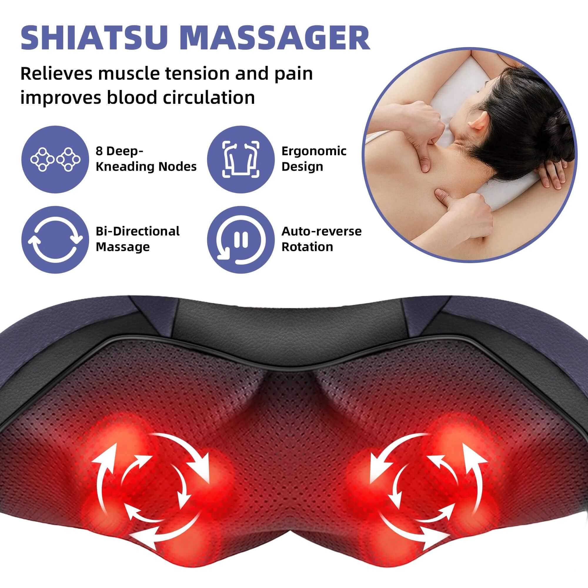 Neck Massager, Shiatsu Neck and Back Massager with Heat, Deep Tissue 3D Kneading Pillow, Electric Full Body Massager for Body Muscle, Plug-In Use for Home Office Car, Gifts for Women Man